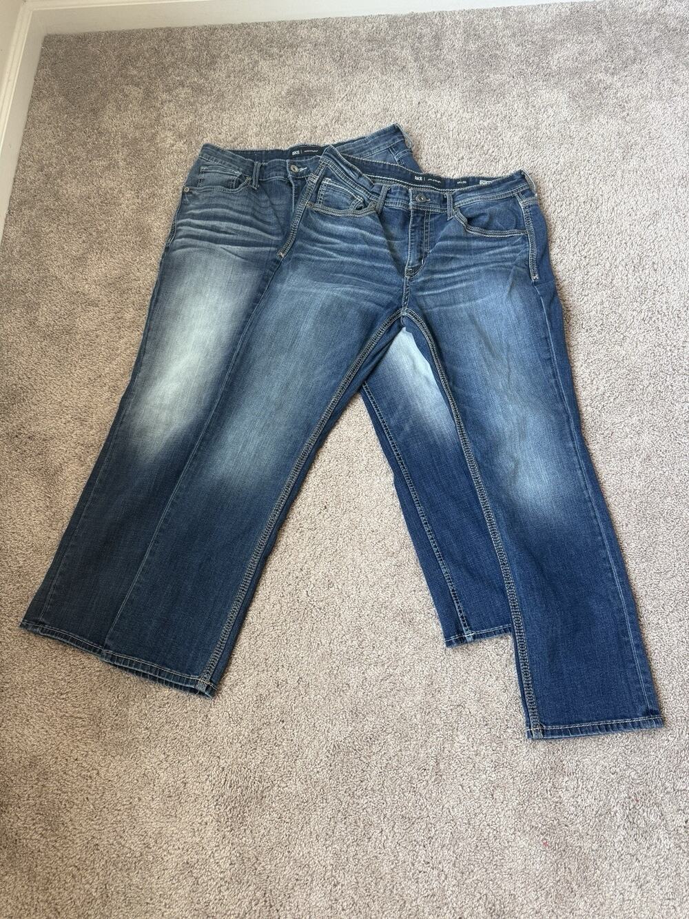 BKE Buckle denim Jeans Mens 34x30 Blue Jake Straight Stretch Lot Of 2 Pairs